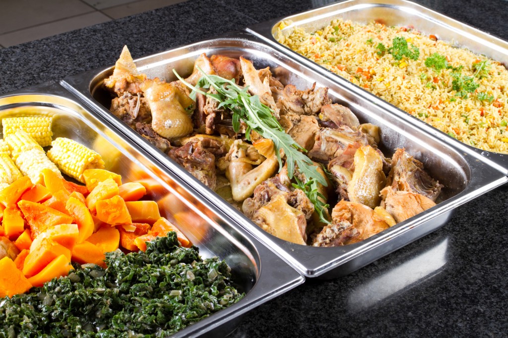 buffet style food in trays | Royal Coachman